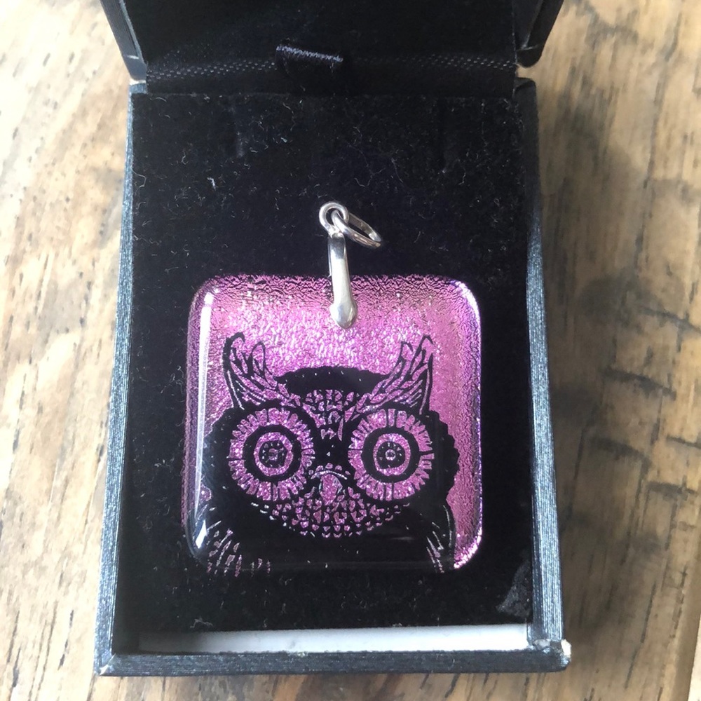 Handmade Dichroic Glass Owl Pendant